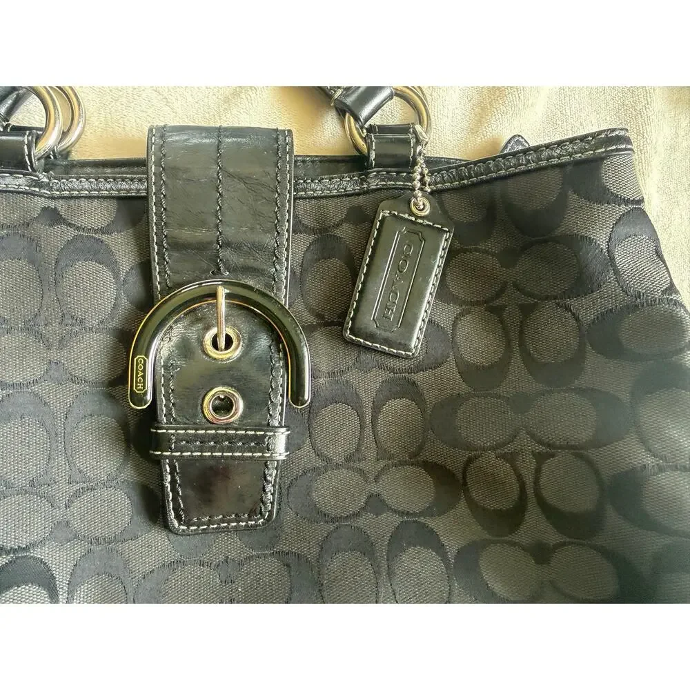 Coach Soho Signature East West Buckle Tote Shoulder Bag F18750